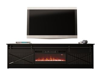 Mirjan24 Mobilier1 - Mueble Tv Charlotte 165, Negro + Negro Brillante, N&uacute;mero De Puertas: 0, N&uacute;mero De Cajones: 0, 200x57x35cm, Led