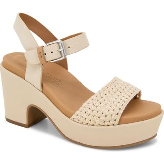 Gentle Souls Delilah Ankle Strap Platform Sandal in Cream Fabric at Nordstrom, Size 6.5