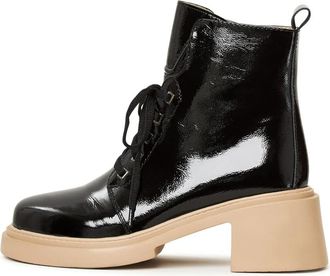Cesare Gaspari Klassieke Veterlaarsjes met Enkelhoogte - Dames - Laarzen met Hak - Zwart - 40 EU - Schoenen