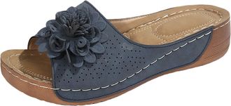 Generic Slip On Wide Fit Non slip Walking Slippers, Lightweight Anti Slip Walking Sandals, Comfortable Slip on Open Toe Beach Shoes, Wide Fit Peep Toe Shoes, 