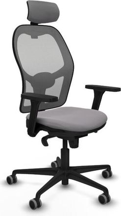 Piqueras y Crespo Piqueras Y Crespo - Jorquera Sincro Malla Gris Similpiel Gris Brazos 3d Base Nailon Cabecero 2d Ruedas 65mm Engomada