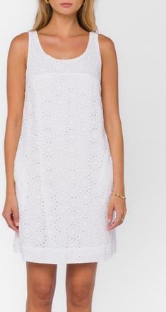 Velvet Heart Eyelet Sleeveless Shift Dress in Optic White at Nordstrom Rack, Size Medium