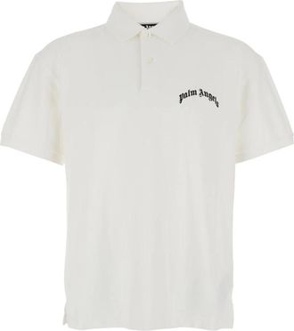 Palm Angels Polo met Logo Letters - Heren - Polos - Wit - XL - Katoen - Tops