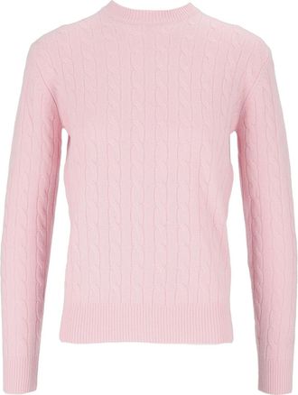MC2 Saint Barth Pink Sorbonne Braid Wool Cable Knit Sweater