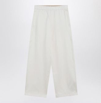 Max Mara Womens White Silk Blend Trousers - Light Grey - Size Medium