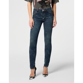 Philipp Plein Jeggings Butterfly Tattoo Women in Dotline Blue at Nordstrom, Size 26