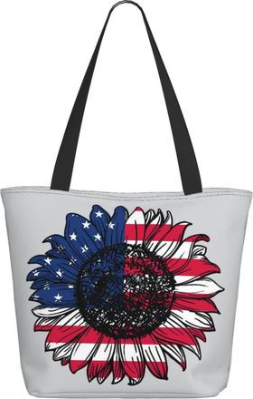 AOOEDM American Flag In Sunflower Ladies Shopping Bag 13x11x7in.The Perfect ValentineS Day Gift.It Is The Best ValentineS Day Gift For Mom, Daughter, Wife,Et