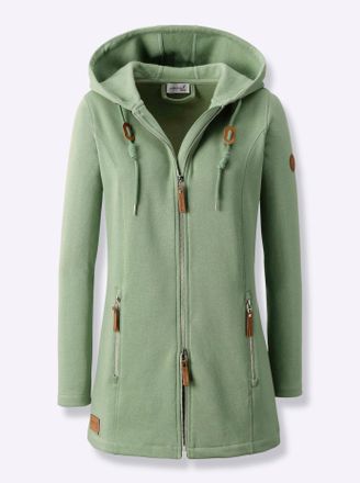 Casual Looks Shirtjacke CASUAL LOOKS Sweatjacke, Damen, Gr. 36, gr&uuml;n (eucalyptus), 82% Baumwolle, 18% Polyester, unifarben, Shirts Shirtjacke