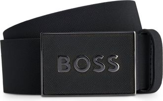 HUGO BOSS Lederg&uuml;rtel BOSS Boss Icon-S1 Sz40, Herren, Gr. 11,5, schwarz, Leder, unifarben, G&uuml;rtel Lederg&uuml;rtel, mit grossem BOSS Schriftzug auf der Schnalle