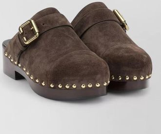 Chlo&eacute; leather platform clog mules