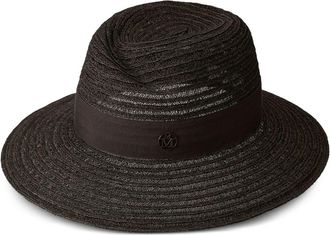 Maison Michel Virginie straw Fedora hat - unisex - Straw/Cotton - M - Brown