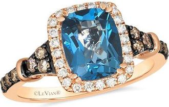Le Vian 14K Rose Gold 2.66 Ct. Tw. Diamond & London Blue Topaz Cocktail Ring