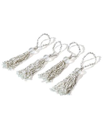 Tiramisu Set Of 4 Celeste Cascade Beaded Napkin Rings