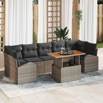 vidaXL Conjunto De Sof&aacute; De Jard&iacute;n 8 Pcs Gris 100 X 55 X 73 Cm Vidaxl