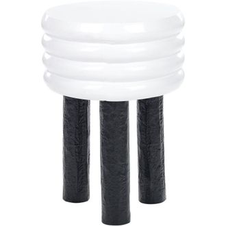 Beliani Mesa Auxiliar De Metal Blanco Negro 33 Cm Mesa De Caf&eacute; Moderno Kikiwa