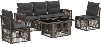 vidaXL Conjunto De Sof&aacute;s De Jard&iacute;n 6 Uds. Gris Y Gris Oscuro Vidaxl
