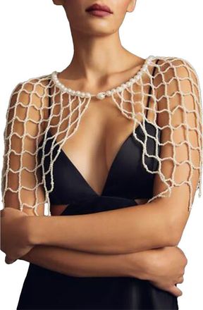 Saachi Imitation Pearl Beaded Cape in White at Nordstrom Rack