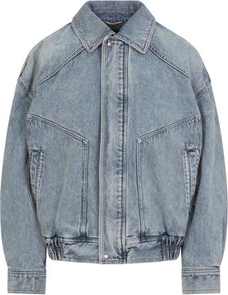 Saint Laurent Oversized spijkerjas - Dames - Spijkerjassen - Blauw - L - Katoen - Jassen