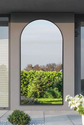 MirrorOutlet Black Framed Arched Leaner/Wall Garden Mirror 75 x 47 (190x120CM) | Size: 1 Pack