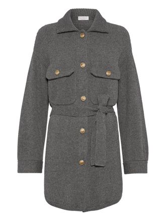 Brunello Cucinelli Geribbeld wollen vest met ceintuur - Grijs