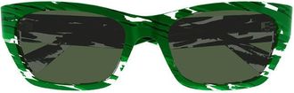 Bottega Veneta BV1143S004 Rectangle Full Rim Sunglasses - Green