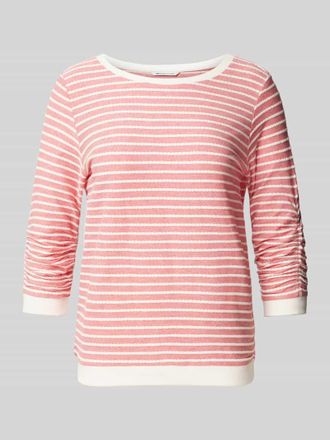 Tom Tailor Denim Shaped Fit 3/4-Shirt mit gerafften Ärmeln und Baumwoll-Anteil in Rot, Größe XS