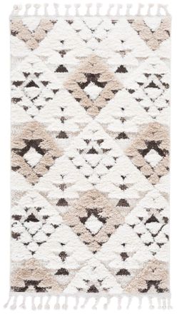 Safavieh Alfombra de polipropileno blanco/marr&oacute;n, 91 x 152 cm
