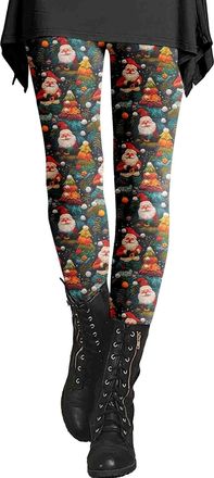 Generic Santa Claus Costume,Christmas Leggings for Women Ugly Xmas Tights Funny Santa Printed Yoga Pants Stretchy Lightweight Comfortable Pyjamas Bottoms Casu