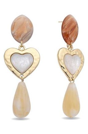 Eye Candy Los Angeles Zenaida Heart Statement Drop Earrings in Gold at Nordstrom Rack