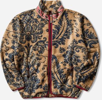 KAPITAL Men s Damask Fleece Zip Jacket (Virgin Mary) Beige