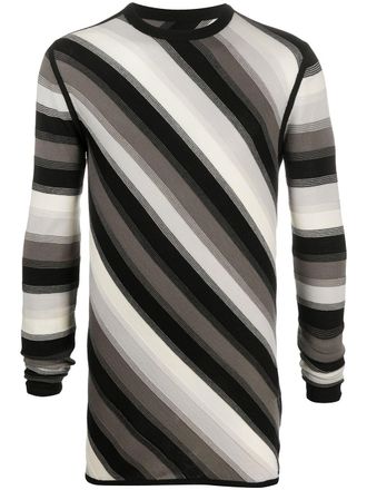 Rick Owens diagonal stripe sweater - men - Virgin Wool - S - Black