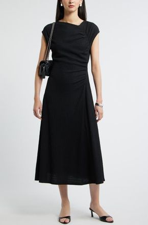 Nordstrom Textured Ruched Midi Dress in Black at Nordstrom, Size Xx-Small