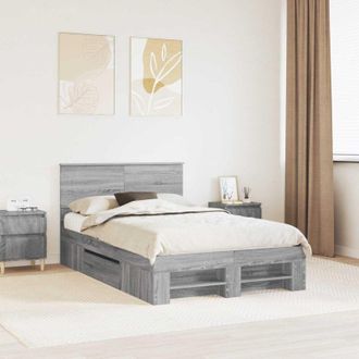 vidaXL Estructura De Cama Con Cabecera Gris Sonoma 120 X 200 Cm Vidaxl