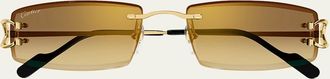 Cartier Mens Rimless Metal Rectangle Sunglasses