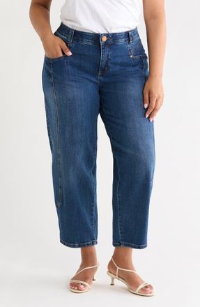 Wit & Wisdom High Waist Barely Barrel Jeans in Blue at Nordstrom, Size 24W
