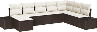 vidaXL Garden Sofa Set 8 pcs Brown and cream 319 x 209 x 85 cm Vidaxl