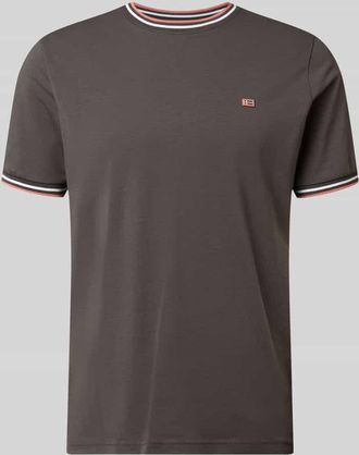 Christian Berg T-Shirt mit Kontraststreifen und Rundhalsausschnitt in Anthrazit, Gr&ouml;&szlig;e 3XL