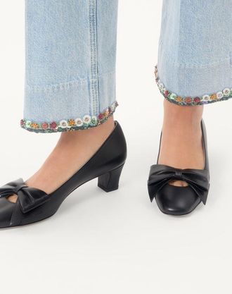 Valentino Garavani D&eacute;collet&eacute; Bowow In Capretto 45Mm Donna NERO 35.5