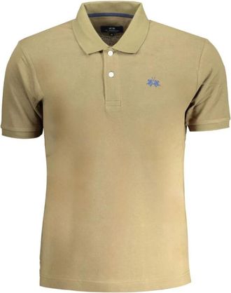 La Martina Groen Katoenen Poloshirt met Logo - Heren - Polos - Beige - S - Katoen - Tops