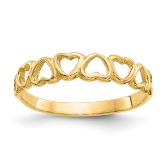 Diamond2Deal 14k Yellow Gold Polished Hearts Ring