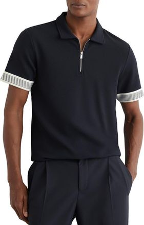 Reiss Bruno Quarter Zip Polo in Navy at Nordstrom, Size X-Large