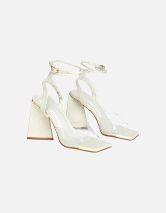 XY London Womens XY London Womens/Ladies Dahlia Strappy Square Toe Block Heel High Heels - White - Size: 5
