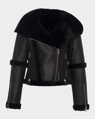 Gorski Shearling Lamb Hooded Zip Jacket