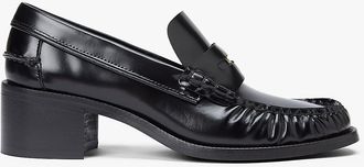 Tommy Hilfiger Womens Block-Heel Patent Leather Penny Loafer - Black - US 6.5 / EU 37