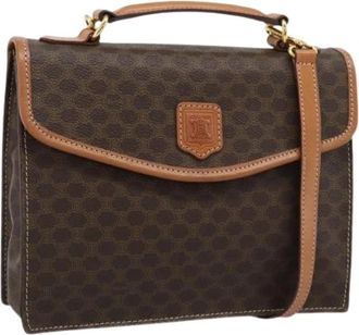 Celine Pre-owned Macadam Canvas Shoulder Bag - Dames - Vintage Schoudertas - Bruin - ONE Size - Leer - Vintage