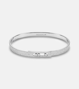 Messika Move Noa 18kt white gold bangle with diamonds