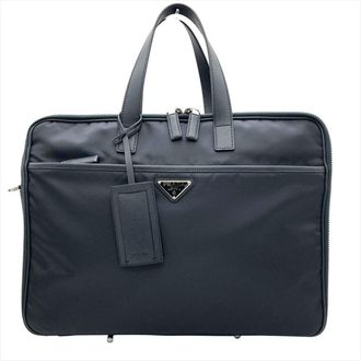 Prada Navy Nylon Saffiano Briefcase (Pre-Owned)