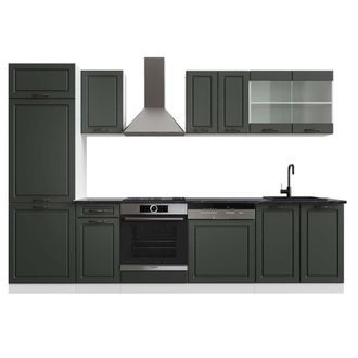 Vicco Mueble De Cocina R-line, Antracita Casa De Campo/blanco, 300 Cm, Et Antracita