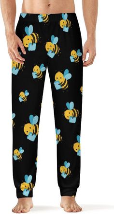 Generic Cute Bee Funny Mens Pajama Pant Novelty Soft Jogger Lounge Pants Sleepwear