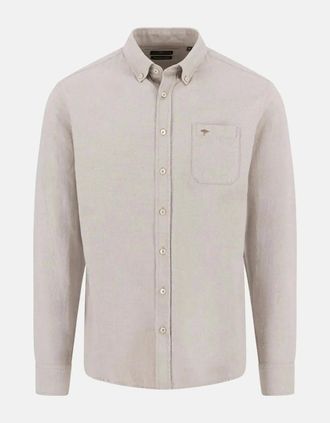 Fynch-Hatton Mens Winter Solid Button Down Shirt Taupe - Cream - Size: 42/Regular